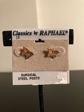 Raphael Gold Butterfly Stud Earrings